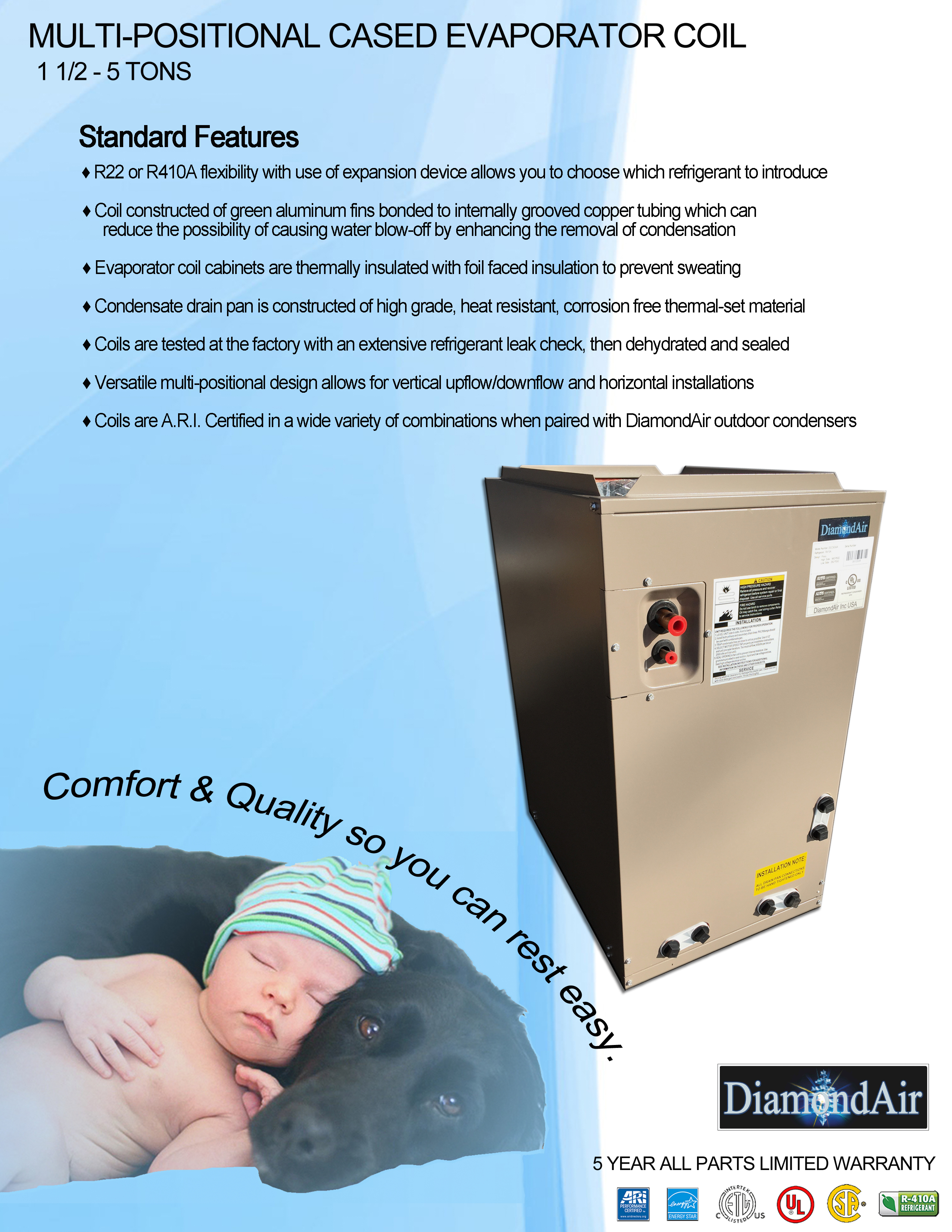 1.5 - 2 Ton DiamondAir Multi-Positional Cased Coil DCC1824B (CloseoutSpecial) (F)